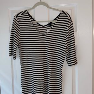 Ann Taylor Striped 3/4 Sleeve Top